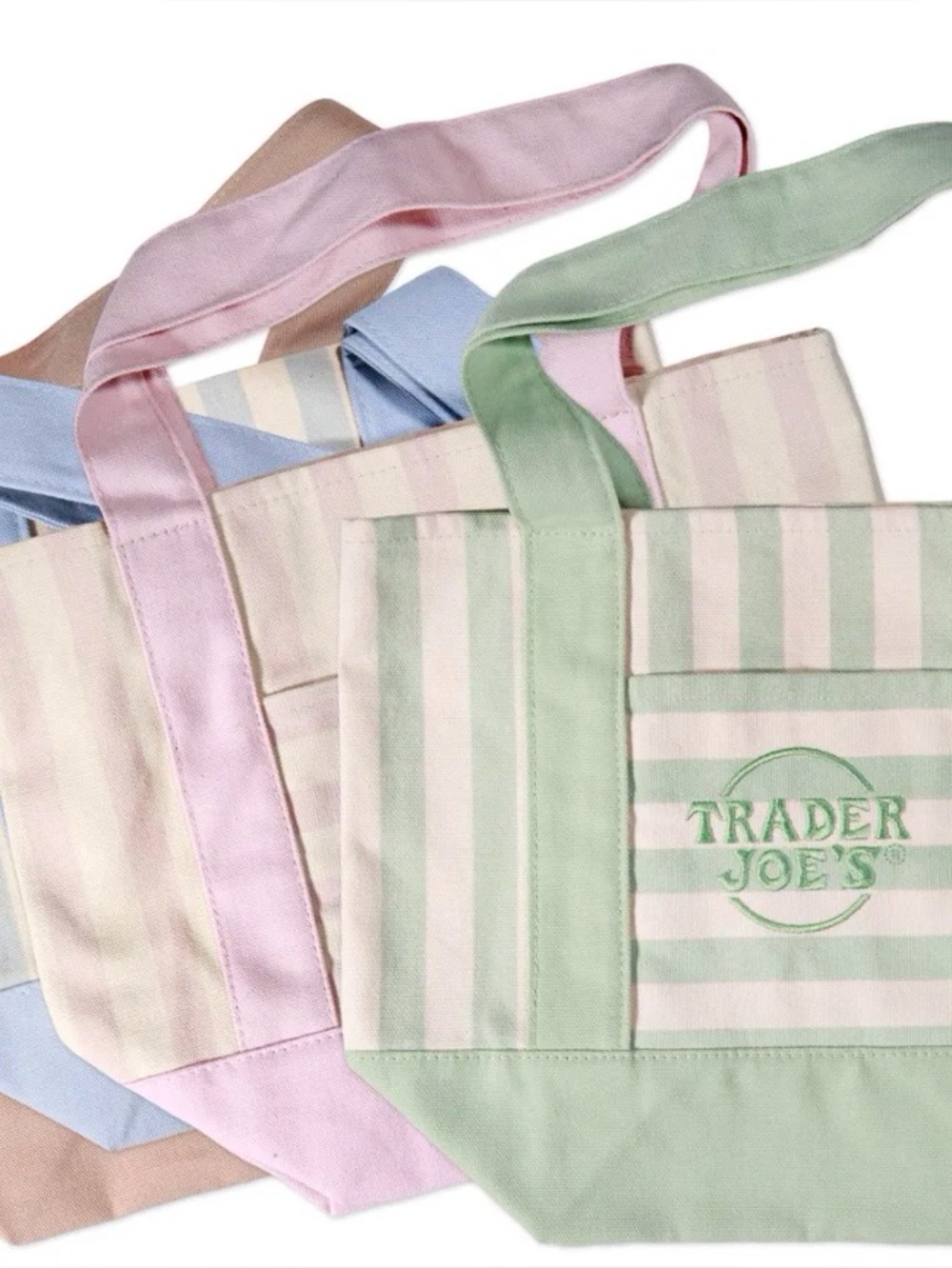 🆕Limited Edition 2026 Trader Joe's Pastel Stripe Mini Canvas Tote-4 bags